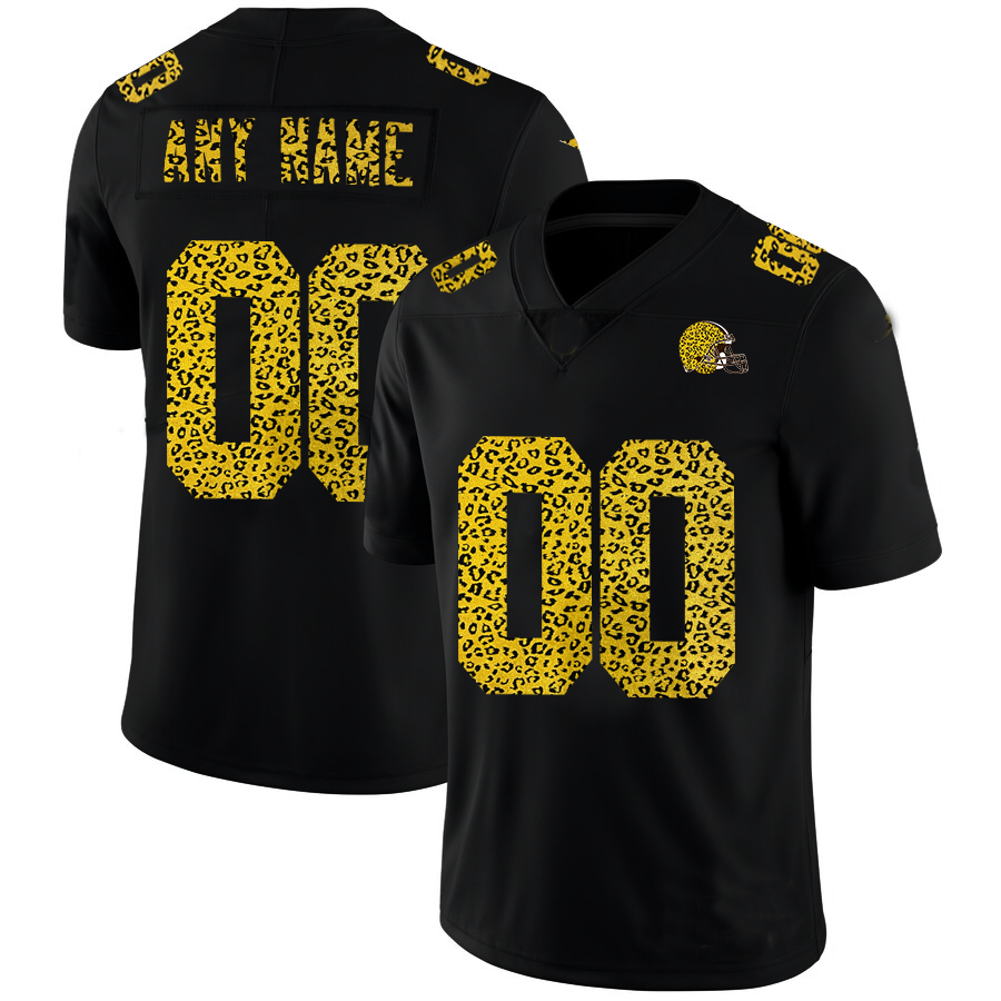 Football Jerseys C.Browns Custom Leopard Print Fashion Vapor Limited Jersey Black American Stitched Jerseys