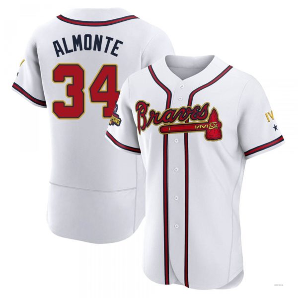 Atlanta Braves #34 AbGeneric205m Almonte Gold White 2022 Program Jersey Stitches Baseball Jerseys