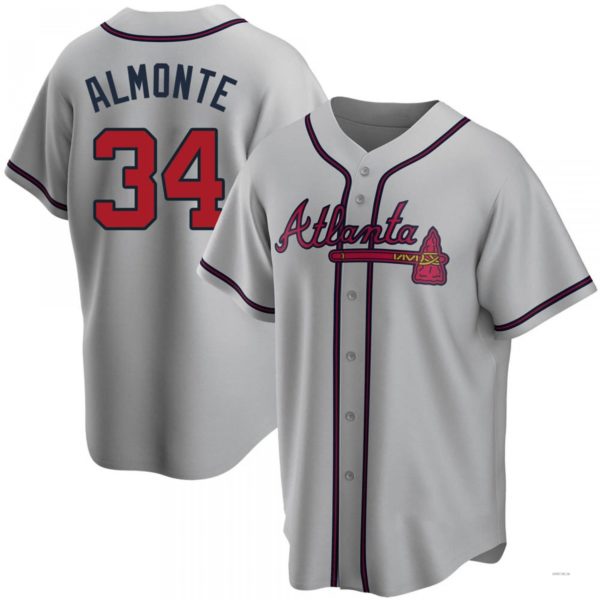 Atlanta Braves #34 AbGeneric205m Almonte Gray Road Jersey Stitches Baseball Jerseys