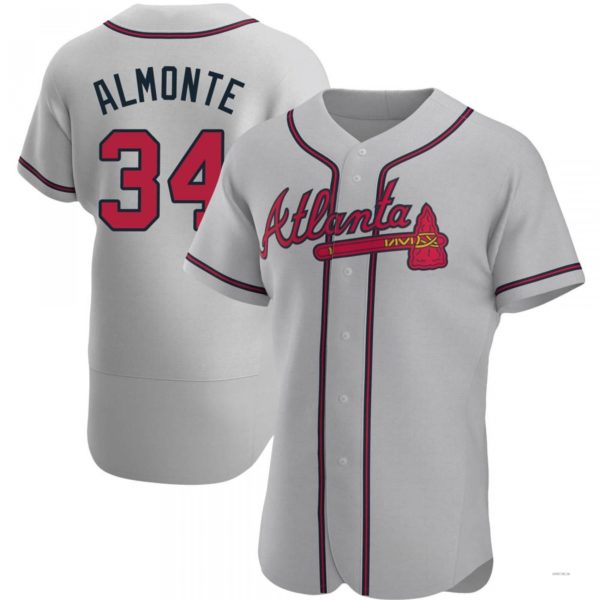 Atlanta Braves #34 AbGeneric205m Almonte Gray Road Jersey Stitches Baseball Jerseys