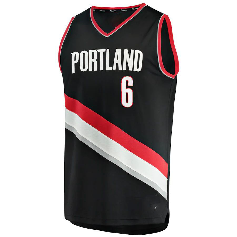 P.Trail Blazers #6 Keon Johnson Fanatics Branded 2021=-22 Fast Break Replica Jersey Icon Edition Black Stitched American Basketball Jersey