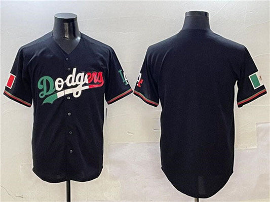 Los Angeles Dodgers Blank Black Mexico Flag Limited Stitched Baseball Jersey