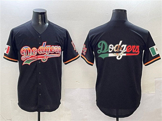 Los Angeles Dodgers Team Big Logo Black Mexico Limited Stitched Baseball Jersey