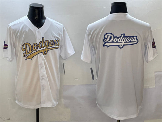 Los Angeles Dodgers Team Big Logo White 2025 Gold Collection Limited Stitched Baseball Jersey