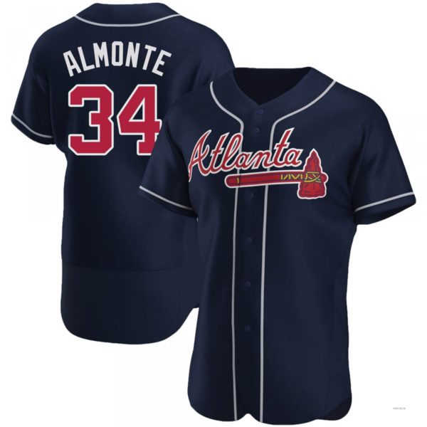 Atlanta Braves #34 AbGeneric205m Almonte Navy Alternate Jersey Stitches Baseball Jerseys