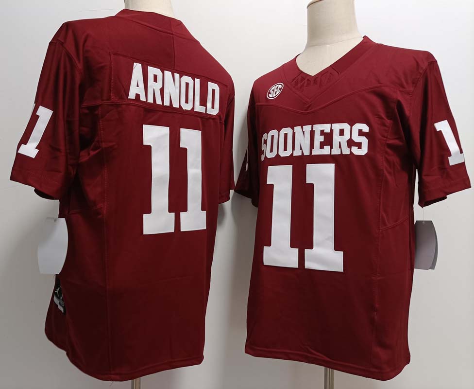O.Sooners #11 Jackson Arnold Red FUSE Stitched American College Jerseys