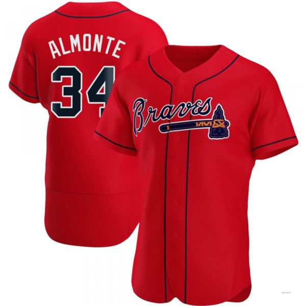 Atlanta Braves #34 AbGeneric205m Almonte Red Alternate Jersey Stitches Baseball Jerseys