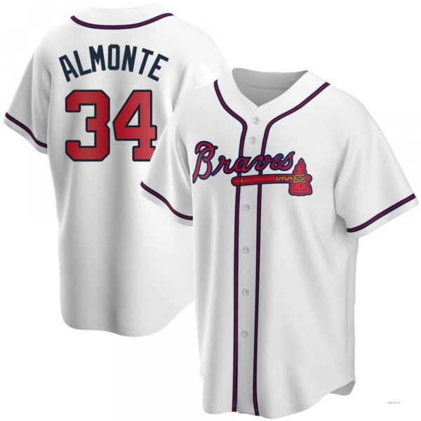 Atlanta Braves #34 AbGeneric205m Almonte White Home Jersey Stitches Baseball Jerseys