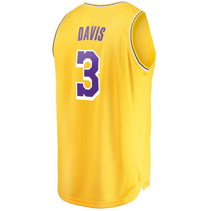 LA.Lakers #3 Anthony Davis Fanatics Branded 2019-20 Fast Break Replica Jersey Gold  Icon Edition Stitched American Basketball Jersey