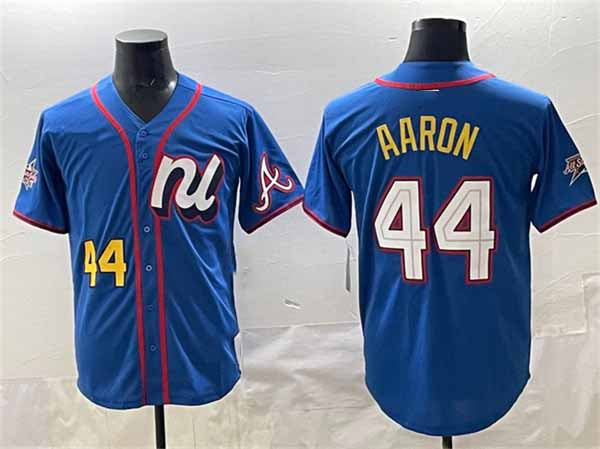 Atlanta Braves National League #44 Hank Aaron Blue 2025 All-Star Edition Limited Stitched Baseball Jersey
