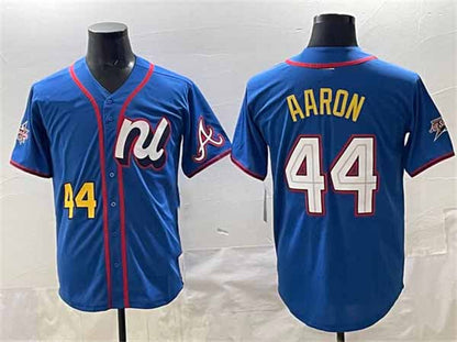 Atlanta Braves National League #44 Hank Aaron Blue 2025 All-Star Edition Limited Stitched Baseball Jersey