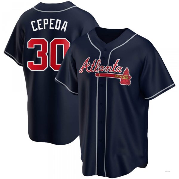 Atlanta Braves #30 Orlando Cepeda Navy Alternate Jersey Stitches Baseball Jerseys