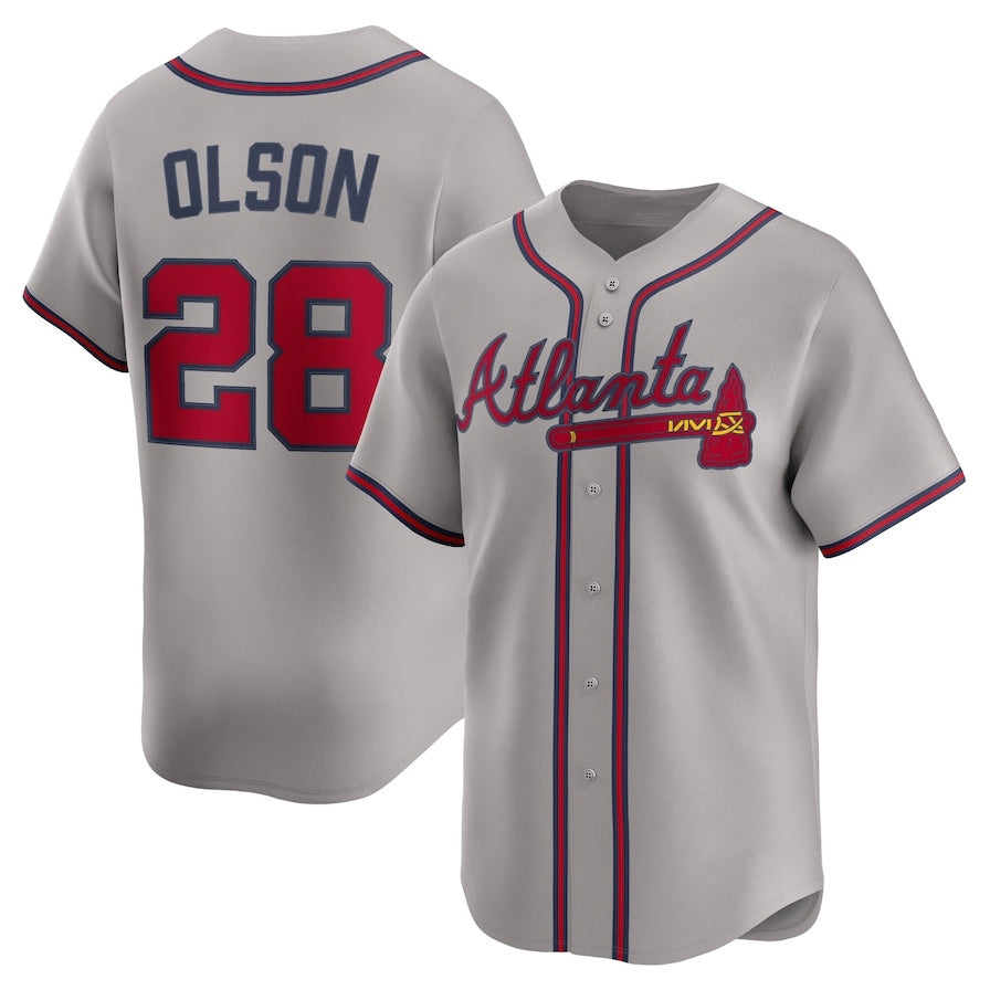 Atlanta Braves #28 Matt Olson Road Limited Player Jersey - Gray Baseball Jerseys