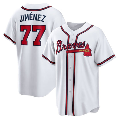 Atlanta Braves #77 Joe Jim¨¦nez Home Replica Player Jersey - White Baseball Jerseys
