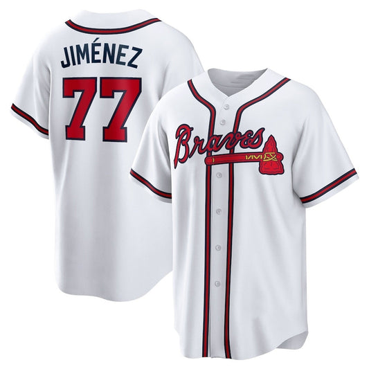 Atlanta Braves #77 Joe Jim¨¦nez Home Replica Player Jersey - White Baseball Jerseys