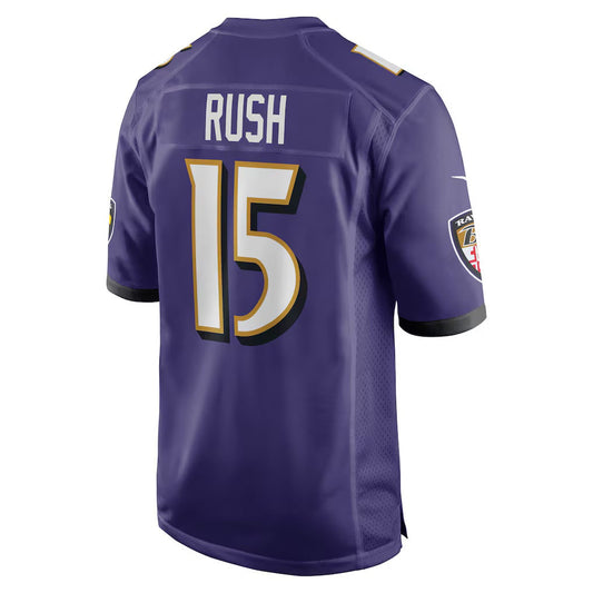 B.Ravens #15 Cooper Rush Purple Team Game Stitched American Football Jerseys