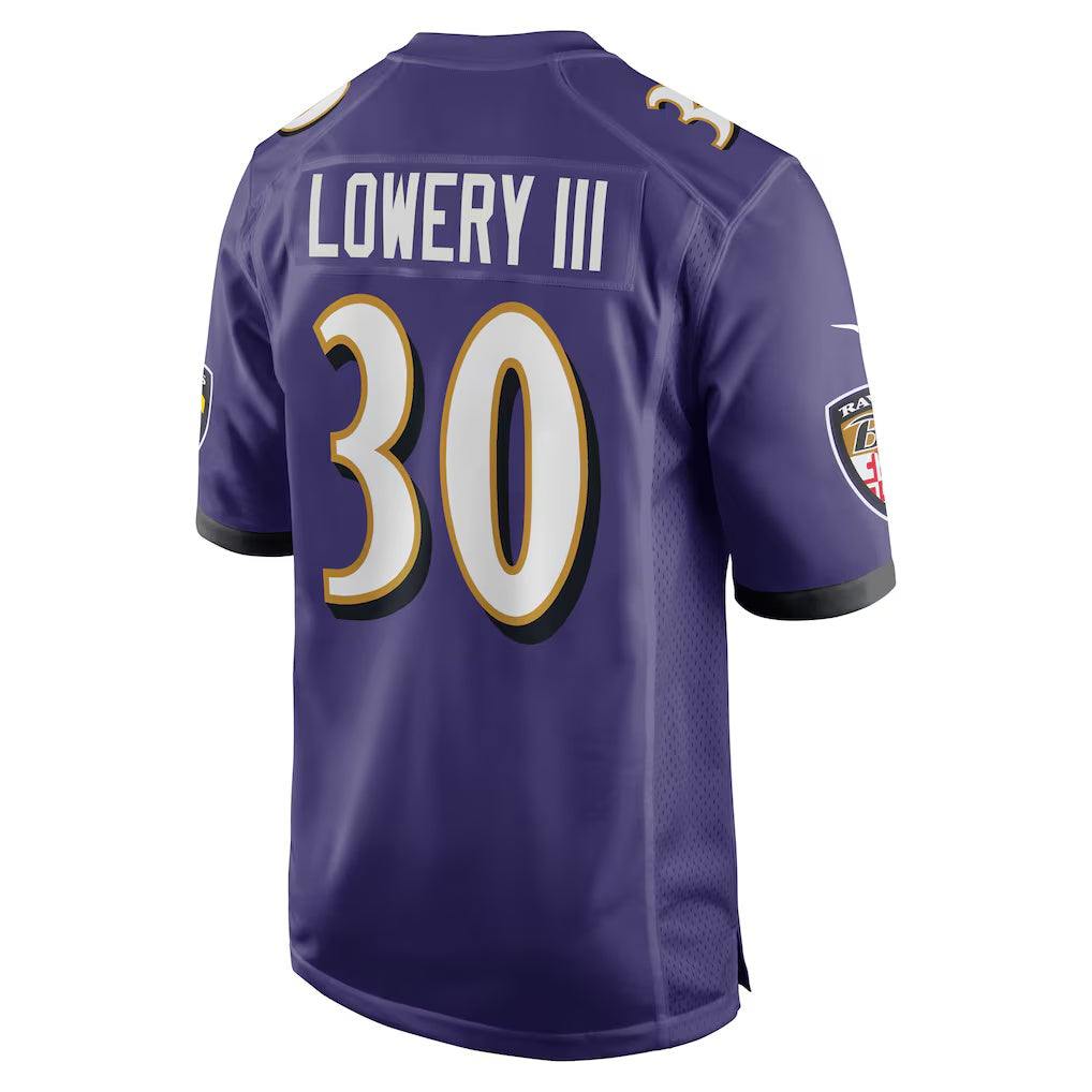 B.Ravens #30 Reuben Lowery III Purple Team Game Stitched American Football Jerseys