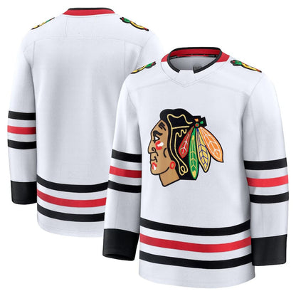 C.Blackhawks Fanatics Away Premium Jersey - White Stitched American Hockey Jerseys
