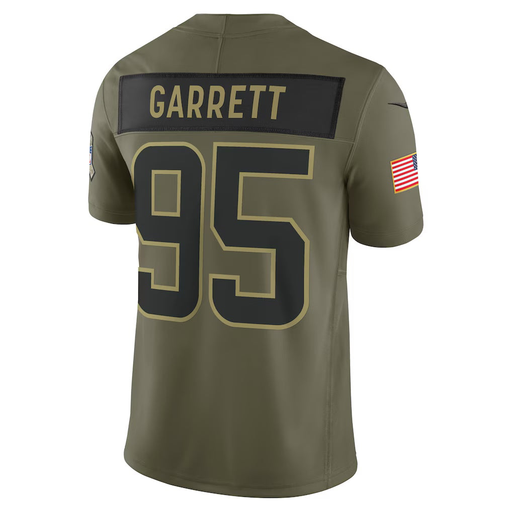 C.Browns #95 Myles Garrett Olive 2025 Salute to Service Limited Stitched American Football Jerseys