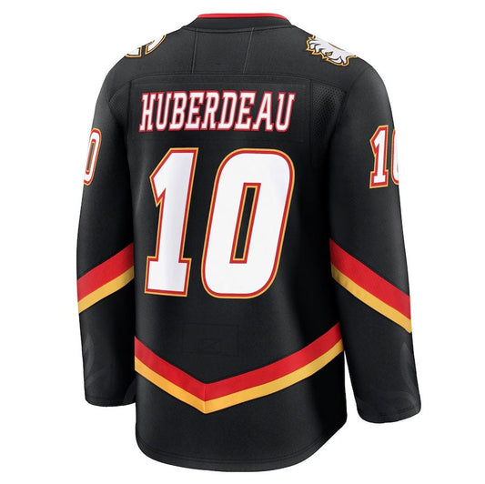 C.Flames #10 Jonathan Huberdeau Fanatics Alternate Premium Jersey - Black Stitched American Hockey Jerseys