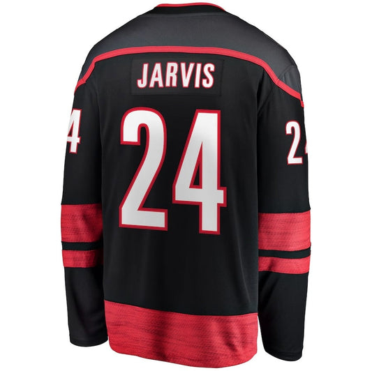 C.Hurricanes #24 Seth Jarvis Fanatics Home Breakaway Jersey - Black Stitched American Hockey Jerseys