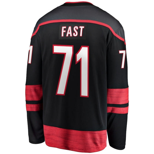 C.Hurricanes #71 Jesper Fast Fanatics Home Breakaway Jersey - Black Stitched American Hockey Jerseys