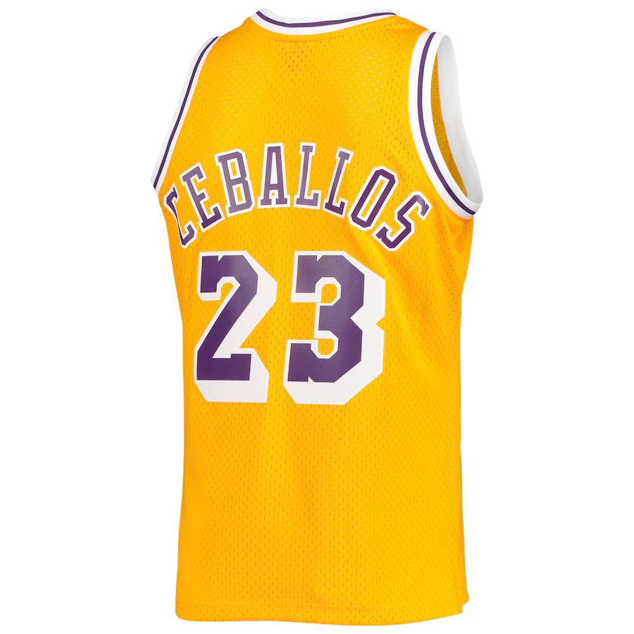 LA.Lakers #23 Cedric Ceballos Mitchell & Ness 1994-95 Hardwood Classics Swingman Jersey Gold Stitched American Basketball Jersey