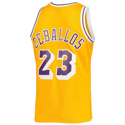 LA.Lakers #23 Cedric Ceballos Mitchell & Ness 1994-95 Hardwood Classics Swingman Jersey Gold Stitched American Basketball Jersey