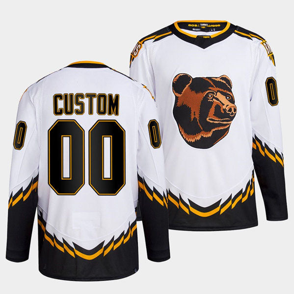 Custom B.Bruins White 2022 Reverse Retro Stitched American Hockey Jerseys