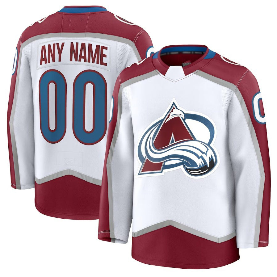 Custom C.Avalanche Fanatics Away Premium Jersey - White Stitched American Hockey Jerseys