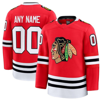 Custom C.Blackhawks Fanatics Home Premium Jersey - Red Stitched American Hockey Jerseys