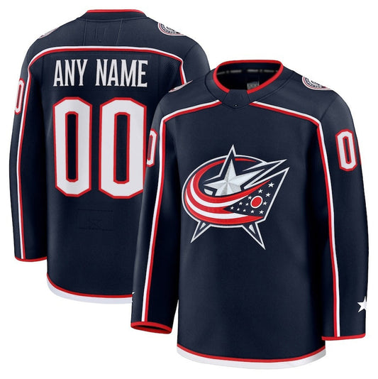 Custom C.Blue Jackets Fanatics Home Premium Jersey - Navy Stitched American Hockey Jerseys