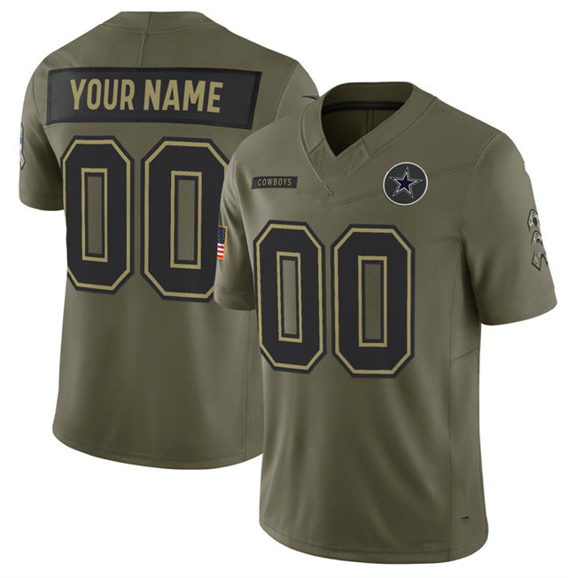 Custom D.Cowboys Active Player Olive 2025 F.U.S.E. Salute to Service Limited Football Stitched Jersey