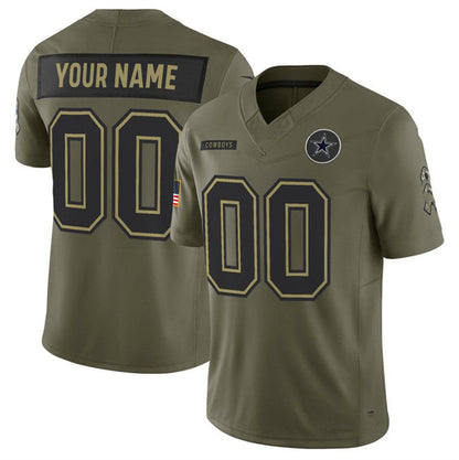Custom D.Cowboys Active Player Olive 2025 F.U.S.E. Salute to Service Limited Football Stitched Jersey