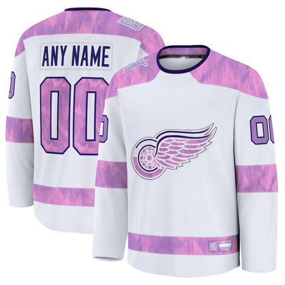 Custom D.Red Wings Fanatics 2024 Hockey Fights Cancer Practice Jersey - White Stitched American Hockey Jerseys