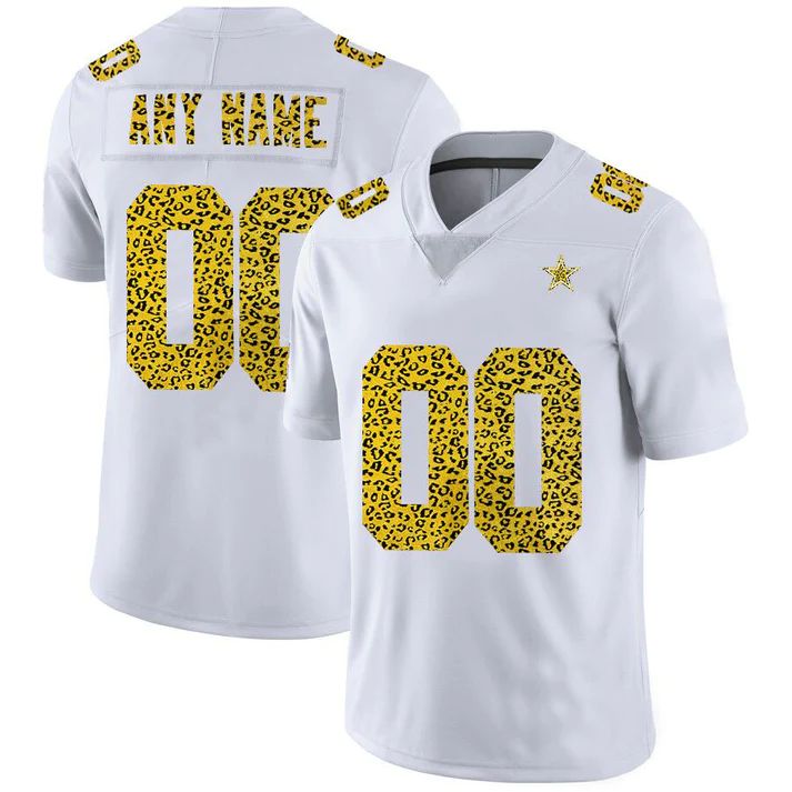Custom D.Cowboys Jersey White Limited Fashion Vapor Leopard Print Football Jerseys