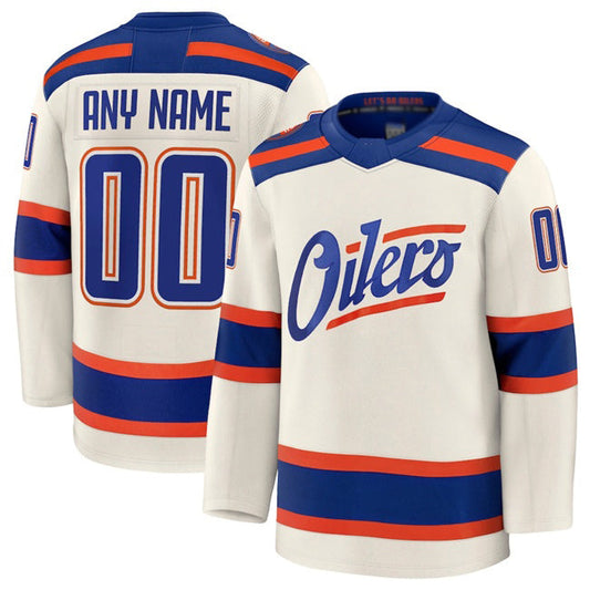 Custom E.Oilers Light Beige Alternate Stitched American Hockey Jerseys