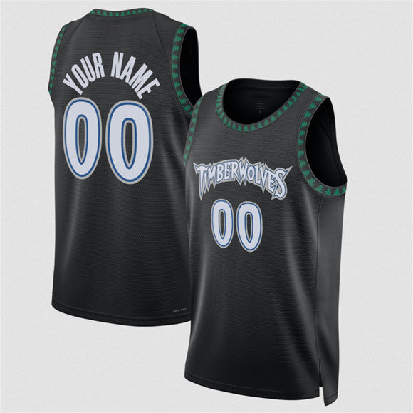 Custom M.Timberwolves Active Player Black 2025 Classic Edition Stitched Basketball Jersey