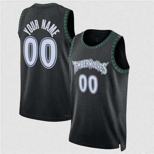 Custom M.Timberwolves Active Player Black 2025 Classic Edition Stitched Basketball Jersey