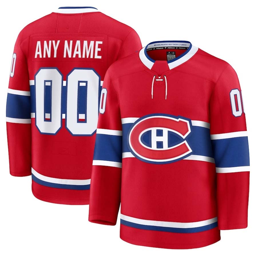 Custom M.Canadiens Fanatics Home Premium Jersey - Red Stitched American Hockey Jerseys