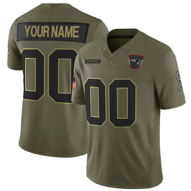 Custom NE.Patriots Active Player Olive 2025 F.U.S.E. Salute to Service Limited Stitched Football Jersey