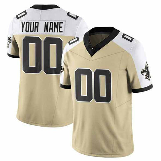 Custom NO.Saints Active Player Gold White Alternate 2025 F.U.S.E. Vapor Limited Football Stitched Jersey
