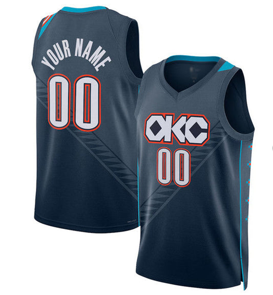 Custom O.City Thunder Active Player Navy 2025-26 City Edition Swingman Stitched Basketball Jersey