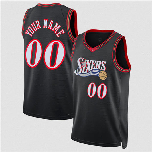 Custom P.76ers Active Player Black 2025 Classic Edition Stitched Basketball Jersey