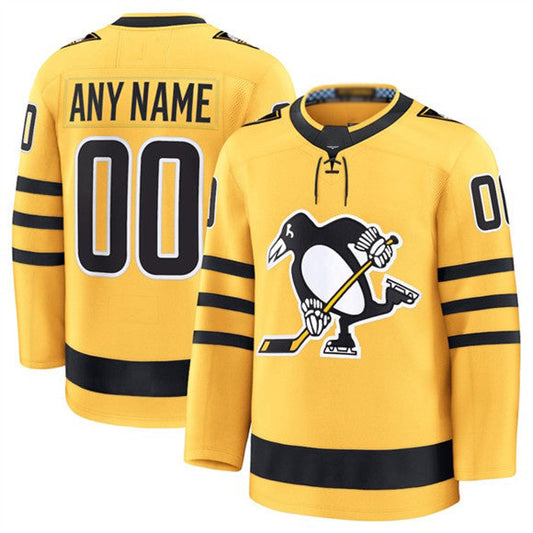 Custom P.Penguins Active Player Gold 2025 Alternate Stitched American Hockey Jerseys