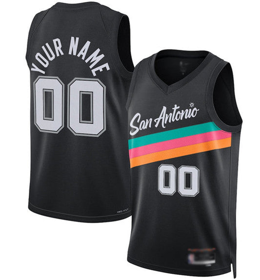 Custom S.Antonio Spurs ActiVE Player Black 2025-26 City Edition Swingman Stitched Basketball Jersey