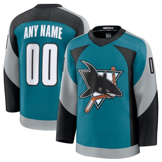 Custom S.Jose Sharks Active Player Teal 2025 Alternate Stitched American Hockey Jerseys