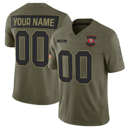 Custom SF.49ers Active Player Olive 2025 Salute to Service Limited Football Stitched Jersey