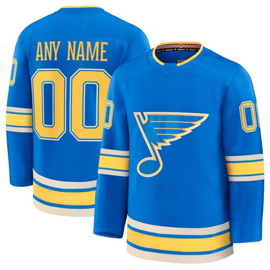 Custom St. L.Blues Active Player Blue 2024-25 Alternate Stitched American Hockey Jerseys