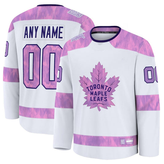 Custom T.Maple Leafs Fanatics 2024 Hockey Fights Cancer Practice Jersey - White Stitched American Hockey Jerseys